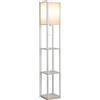 Lampada Da Terra 40w Con 3 Mensole E Interruttore A Tirante, In Legno E Ps, 26x26x160 Cm, Bianco