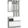Set Mobile Da Ingresso Con Appendiabiti A 6 Ganci, Mobile Scarpiera Con Cassetto E Specchio, Grigio