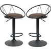 Set 2 Sgabelli Da Bar Girevoli Con Schienale E Poggiapiedi In Metallo, Altezza Regolabile E Seduta Imbottita Per Soggiorno E Cucina , Marrone 51x46x7
