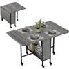 Tavolo Da Pranzo Pieghevole Per 6 Persone Max Con Ripiano, In Legno E Metallo, 130x80x74 Cm, Grigio