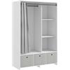 Armadio Guardaroba Con Barra Appendiabiti, 3 Cassetti In Tessuto E 3 Ripiani, 105x48x160 Cm, Bianco E Grigio