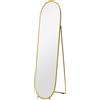 Specchio Verticale Ovale Da Terra Con Supporto, In Vetro E Metallo, 40x41x159 Cm, Tonalità Oro