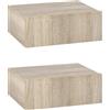 Set 2 Comodini Sospesi In Legno, Design Moderno, 40x30x15cm - Color Legno