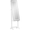 Specchio Portagioie Autoportante Con Luce Led, Inclinazione Regolabile E Serratura, 46x36.5x151.5cm