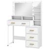 Tavolo Da Trucco In Legno Con 4 Cassetti, 6 Ripiani Aperti E Specchio, 100x40x138 Cm, Bianco