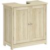 Mobile Sottolavabo A 2 Ante Con Ripiano Regolabile E Intaglio A U, 60x30x60 Cm, Rovere
