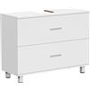 Mobile Sottolavabo Moderno Con 2 Cassetti E Divisori Per Lavabo Senza Piedistallo, 80x30x60 Cm, Bianco