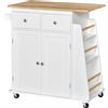 Carrello Da Cucina Portaspezie A 3 Livelli E 4 Ruote In Mdf E Truciolato, 89x45x89cm, Bianco