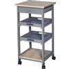 Carrello Da Cucina Con Cassetto, 2 Vassoi Estraibili E Ripiano Fisso, In Legno Di Pino E Mdf, 37x37x76 cm