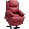 Poltrona Alzapersona Reclinabile Con Poggiapiedi E Telecomando, In Pelle Pu, 76x90x105 Cm, Rosso