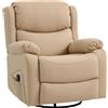 Poltrona Relax Reclinabile Con 8 Punti Massaggianti, Riscaldanti E Poggiapiedi, 87x97x100 Cm, Beige