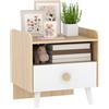 Comodino Con Cassetto Per Bambini 3-10 Anni In Legno E Legno Di Pino, 40x32.5x40 Cm, Bianco