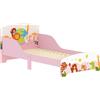 Lettino Per Bambini 3+ Anni In Legno Con Bordi Rialzati E Sponde Di Sicurezza, 143x77x60 Cm, Rosa