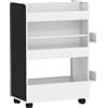 Libreria Per Bambini 3-8 Anni A Due Lati, Scaffale Portagiochi Con Ruote E Lavagna Nera, Bianco