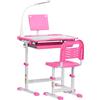 Banco Scuola Regolabile Con Sedia Per Bambini 6-12 Anni, 70x49.5x80-105 Cm, Rosa