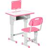 Banco Scuola Con Sedia Ad Altezza Regolabile Per Bambini 6-12 Anni, Acciaio E Mdf, Rosa