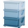 Cassettiera 6 Cassetti Per Bambini 3-6 Anni Con Bordi Arrotondati, Mobile Portagiochi In Pp, 37x37x56.5cm, Blu