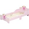 Letto Per Bambini Con Bordi Rialzati E 6 Gambe In Legno Per Cameretta, Lettino Per Bimbi Da 3-6 Anni, 143x73x60cm, Rosa