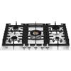 F.LLI BERTAZZONI, MODERN, P755CMODX, Piano Cottura Gas 5 Fuochi, Griglie Ghisa, Manopole Metallo Ergonomiche, Bordo Inferiore Semifilo, INOX, MISURE in cm 75x52 (Foro 56x48)