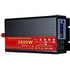MERHOVO Inverter a onda sinusoidale pura 12V 24V 220 110 2000W 3000W 4000W 5000W Trasformatore di tensione Convertitore di potenza Inverter solare Migliora la dissipazione del calore(3000W,24V)