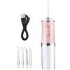 FiTspi 220ml Irrigatore Orale Cordless Dental Water Flosser per la Pulizia Denti 3 Modalità di Pressione 4 Jet Tip IPX7 Impermeabile
