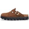 Birkenstock Scarpe Donna Sabot Boston PAP Chunky in Suede Dark Tea/Black Taglia Scarpa: 40