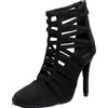 SHUTUP.DANCE Ladiess 11CM Punta Chiusa Stivali Da Ballo Zip Latino Scarpe Da Sala Da Ballo Tacco Personalizzato Morbido Camoscio Jazz Tango Salsa Scarpe, Nero, 8