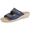 Fly Flot Badia, Ciabatte Donna in Ecopelle, Aperte con Doppio Strappo Regolabile, Sottopiede Anti-Shock in Pelle, Blu, 40, Sandali EU
