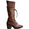 SIULAS Medieval Cosplay Boots - Pu Leather Boots High-Heeled Shoes - Medieval Mid-Calf Boots Knee Length Laces Up Shoes Festival Larp Shoes for Cosplay,Marrone,38
