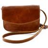 VICTOR LINE SRL Borsa Donna Tracolla Vera Pelle Italiana Tamponata a Mano 3 Scomparti Colore COGNAC - Artigiani Toscani Made In Italy