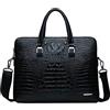 ZiMing Borsa da uomo in pelle PU coccodrillo modello valigetta Messenger Bag Attache caso doppia cerniera borsa a tracolla-nero