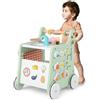 LIFEZEAL Carrello Primi Passi per Bambini 1+ Anni, Cucina Giocattolo, Carrellino da Spinta in Legno, Ruote Silenziose, Multiattività, Educativo, Vano Portaoggetti, Imparare a Camminare, Regalo, Verde