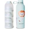 Happymami,Confezione dosatore latte in polvere + thermos da 500 ml, regalo neonato, set di alimentazione per il tuo bambino, senza BPA, superficie interna antiaderente (Menta morbida) (menta dolce)