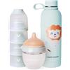 Happymami, Set Biberon Personalizzabile con la Forma del tuo Seno + Thermos per Liquidi, Kit di Alimentazione per il tuo Bebè, Senza BPA (Set Biberon + Thermos +Dosatore di Latte in Polvere)
