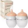 HappyMami, Set 2 Biberons su Misura con Tettarella in Silicone Medico, senza BPA, doppio Sistema Anticolica, Lavabile in Lavastoviglie, adatto a ogni tipo di Allattamento. (Turchese 150ml)