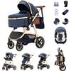 Zkiprm Passeggino 3 in 1, Sistema di Viaggio con Seggiolino Auto, Carrozzina e navicella, Braccioli regolabili, Parapioggia, Zanzariera, Telaio in alluminio, Passeggino urbano per bambini 0-4 anni