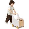 GYMAX Carrellino per Bambini con Scatola dei Giocattoli, Girello in Legno con Ruote e Maniglia in Gomma Antiscivolo, Tirare per Bambini dai 3+ anni, 32 x 48 x 56 cm (BIANCO)