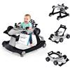 COSTWAY Girello per Bambini 4 in 1, Altezza e Velocità Regolabili (Grigio) | Girello Pieghevole con Carillon Luci, Volante, Primi Passi per Bambini 6-18 Mesi, Portata 12 kg