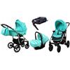 BabyLux® Bambini Passeggino Completo Set 4 in 1 - Qbaro - incl. Navicella, Canna, Seggiolino Auto, ISOFIX Base - Carrozzina Neonati Sistema Combinato - con Borsa fasciatoio ecc.
