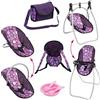 Bayer Design Bayer Doll Accessory Set Vario, Borsa, Trasportatore di Bambola, Stoviglie di plastica, seggiolone, Rocket