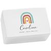 LAUBLUST Scatola dei ricordi del bambino - Arcobaleno - Regalo di nascita personalizzabile | Taglia M, ca. 30 x 20 x 14 cm, Bianco - Scatola decorativa in legno con coperchio, FSC®