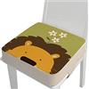 Chickwin Cuscino Rialzo Sedia per Bambini, Cartone Animato Stampa Cuscino Alzasedia con Cinghie Regolabile Lavabile Smontabile Cuscino Seduta per Sedia da Pranzo (Leone,40x40x10cm)