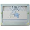 PEKITAS: Parure di lenzuola di flanella per neonati. Set di 3 pezzi per lettino da 60 x 120 cm, 100% cotone, prodotto in Portogallo. Cuna blu-bianco