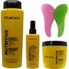 FEI FAN SET NUTRITIVE: Shampoo Nutriente e Ristrutturante 500ml + Trattamento Spray Illumina & Nutre 125ml + Maschera Nutriente e Ristrutturante 500ml + Spazzola Scioglinodi (Colori Assortiti)