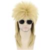 CGVG Parrucca lunga dritta Vokuhila anni '70 anni '80 con mullet Rocker Punk Popstar, parrucca da discoteca, per uomo e donna, carnevale, Halloween, feste a tema (biondo-2)