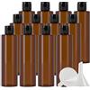 ZEOABSY 12 Pezzi 250 ml Marrone Bottiglie di plastica PET con Tappo Flip Top Nero, Spalla Piatta Vuoto Contenitori per Cosmetico, Bottiglie da Viaggio per Lozioni, Liquido, Olio