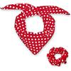 SoulCats Soul-Cats Polka Dots set da donna elastico per capelli e sciarpa triangolare scrunchie foulard bandana, rosso con pois bianchi