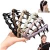 Generico Probabledy Retro High Skull Pearl Headband, Fluffy High Cranial Headband, 1 Second Fluffy High Cranial Effect, Serrated Anti-Slip Teeth for Elegant Daily Wear (H-5PCS)