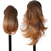 Ser Mulher Extension Coda Di Cavallo ERICA con Pinza Capelli LISCI o MOSSI 30 cm. Aspetto Naturale (T-27 Castano degradee)
