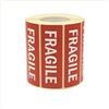 Virsus 3 rotoli da 1000 etichetta adesivi fragile etichette con scritta fragile 90 x 30 bianco su rosso handle with care per un totale di 3000 etichette